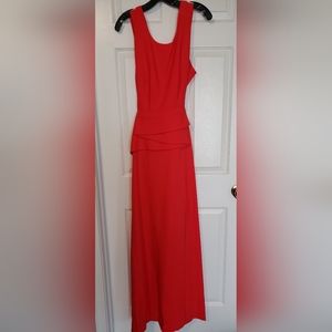 Long coral dress with open back